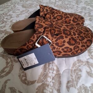 Leopard Print Women's Clogs Universal Thread Betsy Mule Slide Size 11 NWT